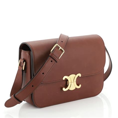 celine triomphe bag brown|celine shoulder bag triomphe.